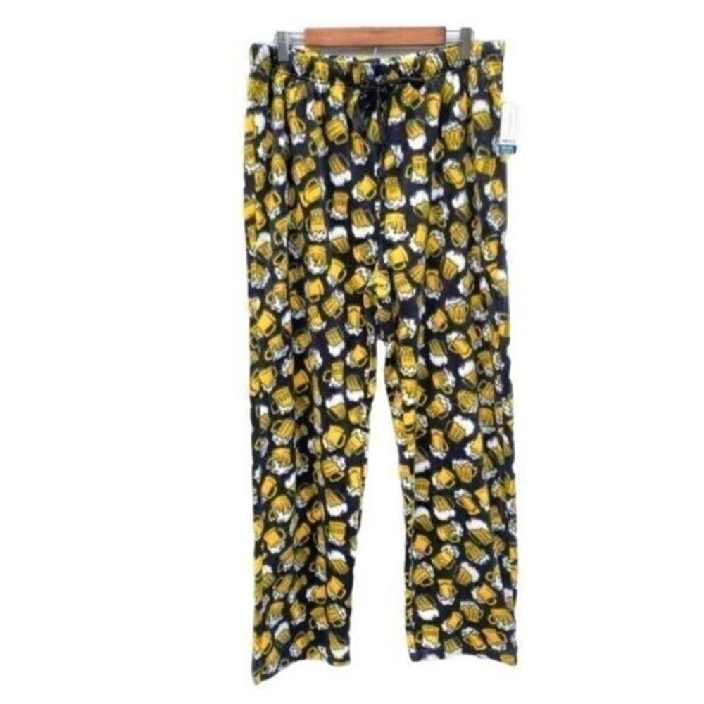 Men’s Micro Fleece Lounge Sleep Pants Beer Graphic New